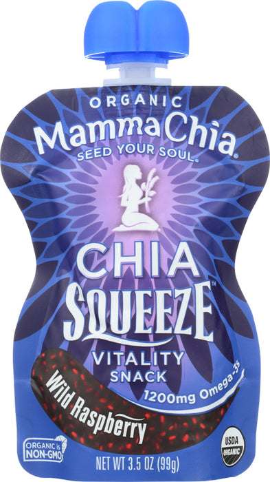 MAMMA CHIA: Squeeze Vitality Snack Wild Raspberry, 3.5 oz