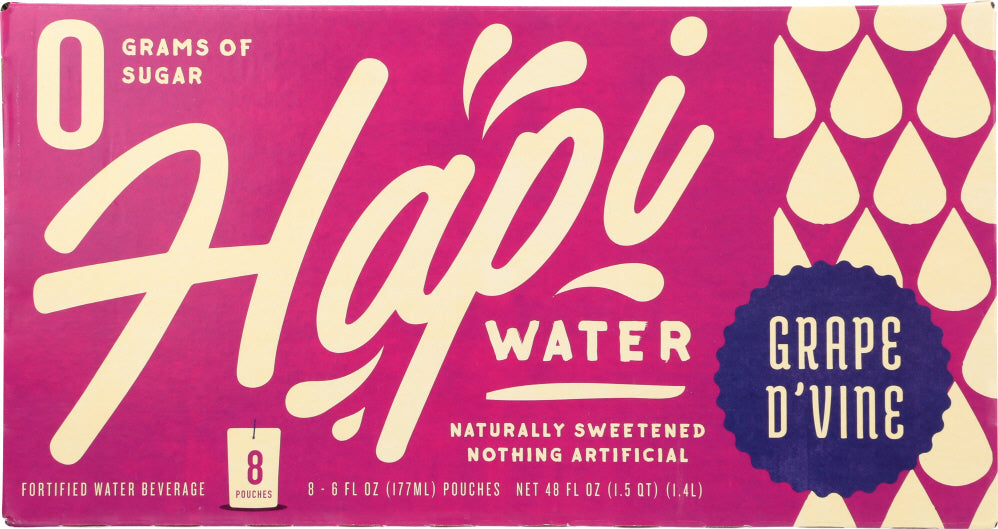 HAPI DRINKS: Water Grape Hapi, 8 pk - No Brand For Less 