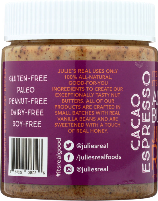 JULIES REAL: Cacao Espresso Almond Butter, 9 oz