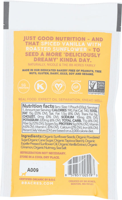 88 ACRES: Vanilla Spiced Sunflower Seed Butter, 1.16 oz