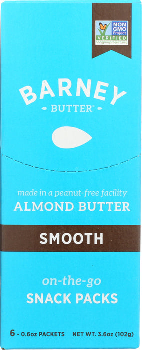 BARNEY BUTTER: Almond Butter Smooth 6x0.6 oz Packets, 3.6 oz