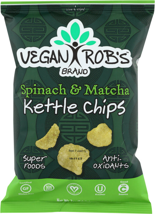 VEGANROBS: Spinach & Matcha Kettle Potato Chips, 2 oz