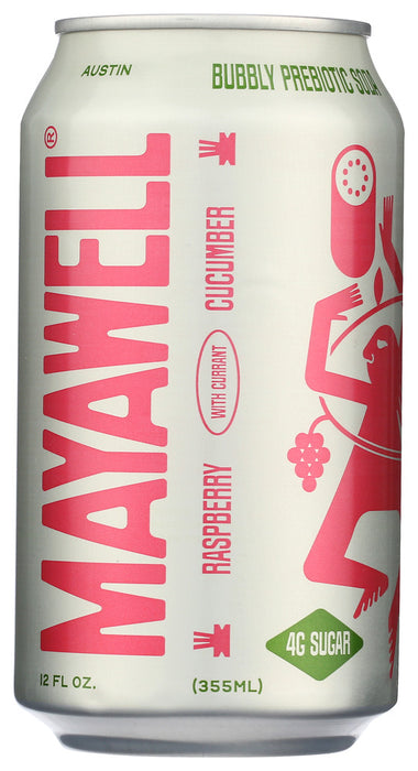 MAYAWELL: Prebiotic Soda Raspberry Cucumber, 12 fo