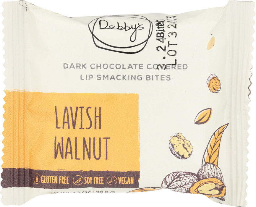 DEBBYS: Dark Chocolate Covered Bites Lavish Walnut, 1.3 oz