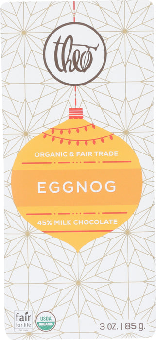 THEO CHOCOLATE: Egg Nog White Chocolate Bar, 3 oz