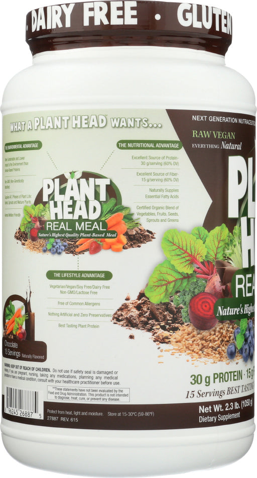 GENCEUTIC NATURALS: Plant Head Real Meal Protein Powder Chocolate, 2.3 Lb - No Brand For Less 
