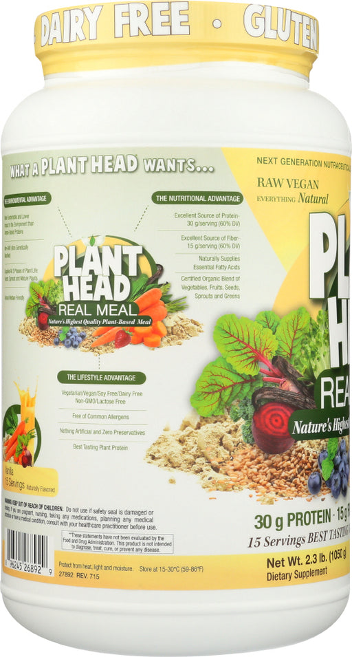 GENCEUTIC NATURALS: Plant Head Real Meal Protein Powder Vanilla, 2.3 Lb - No Brand For Less 