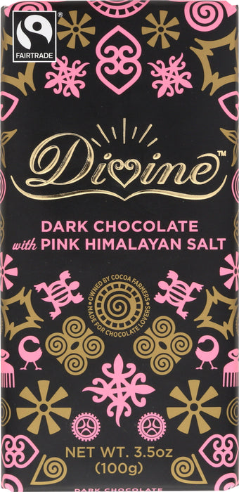 DIVINE CHOCOLATE: Chocolate Bar Dark Pink Himalayan Salt, 3.5 oz - No Brand For Less 