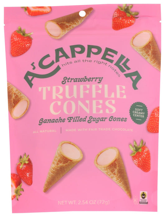 A CAPPELLA: Truffle Cones Strawberry, 2.45 oz
