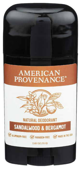 AMERICAN PROVENANCE: Sandalwood and Bergamot Deodorant, 2.65 oz