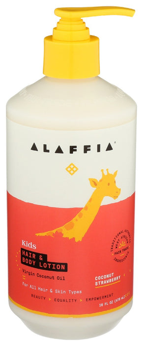 ALAFFIA: Kids Hair and Body Lotion Coconut Strawberry, 16 fo