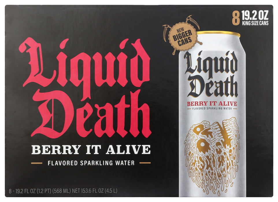 LIQUID DEATH: Berry It Alive Sparkling Water 8Pack, 153.6 fo