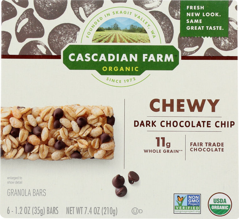 CASCADIAN FARM: Chewy Dark Chocolate Chip Granola Bars, 7.4 oz