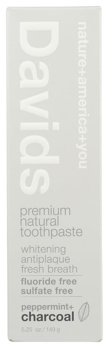 DAVIDS: Peppermint Charcoal Toothpaste, 5.25 fo - No Brand For Less 