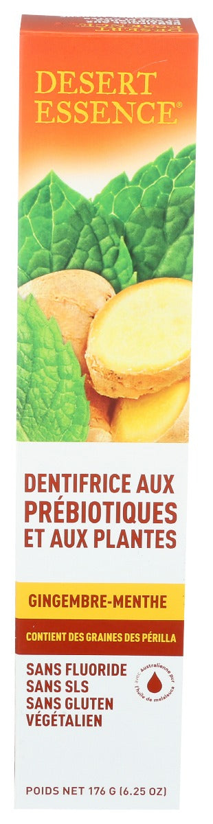 DESERT ESSENCE: Prebiotic Plant Based Toothpaste Gingermint, 6.25 oz - No Brand For Less 