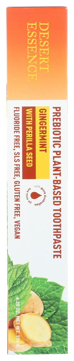 DESERT ESSENCE: Prebiotic Plant Based Toothpaste Gingermint, 6.25 oz - No Brand For Less 