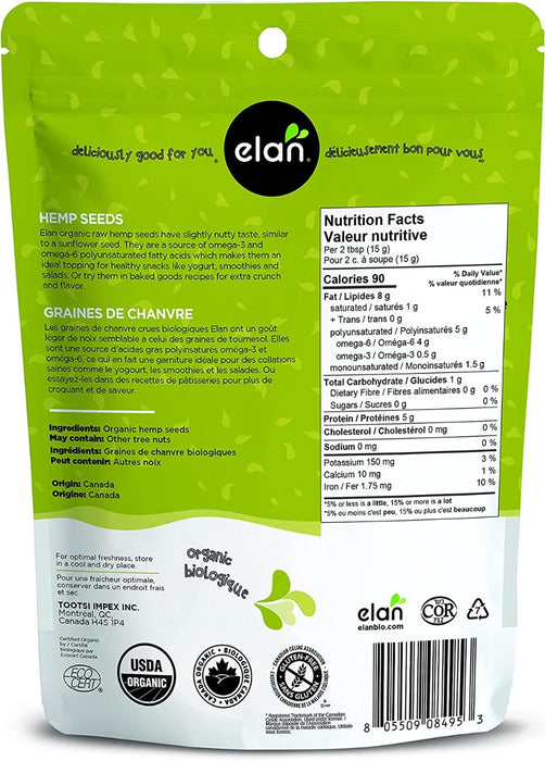 ELAN: Elan Organic Raw Hemp Seeds, 5.8 oz