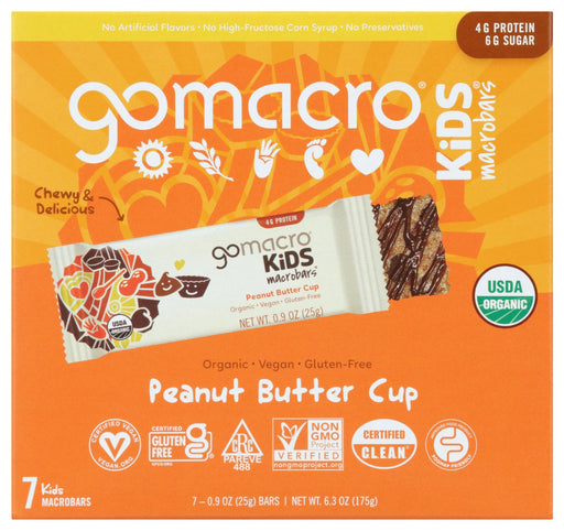 GOMACRO: Peanut Butter Cup Kids Bar 7Pk, 6.3 oz - No Brand For Less