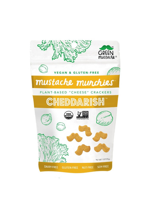 GREEN MUSTACHE: Cheddarish Mustache Munchies, 1 oz
