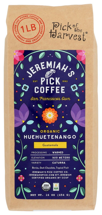JEREMIAHS PICK COFFEE: Coffee Whole Bean Harvest Organic, 16 oz