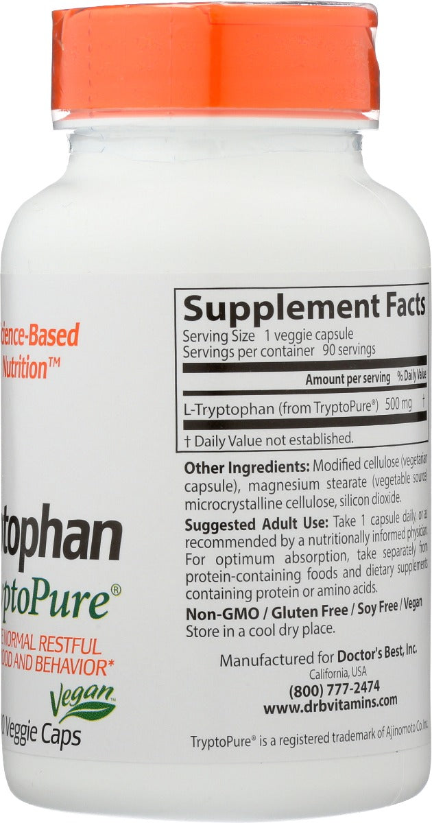 DOCTORS BEST: L Tryptophan With Tryptopure 500Mg, 90 vc - No Brand For Less