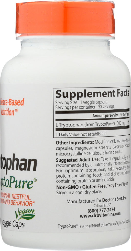 DOCTORS BEST: L Tryptophan With Tryptopure 500Mg, 90 vc - No Brand For Less