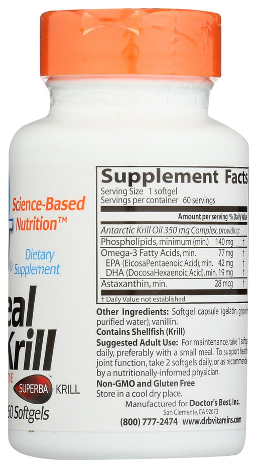DOCTORS BEST: Real Krill 350Mg, 60 sg - No Brand For Less