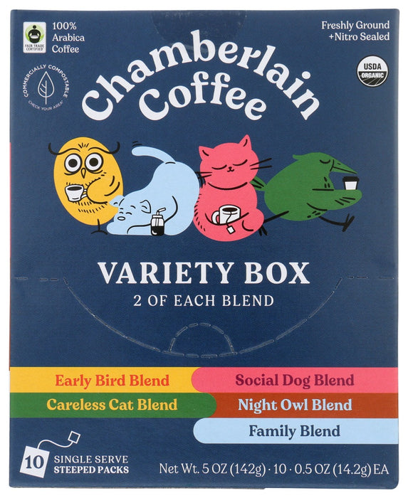 CHAMBERLAIN COFFEE: Coffee Variety Steeped 10Pk, 5 OZ