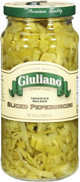 GIULIANO: Golden Sliced Greek Peperoncini, 16 oz