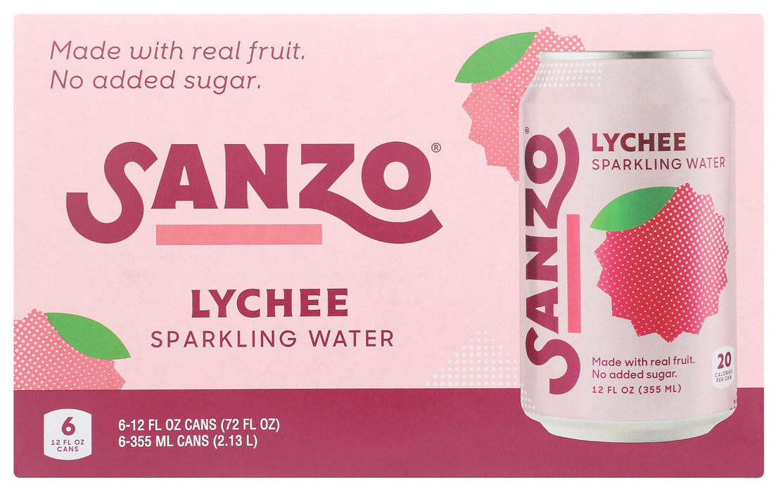 SANZO: Water Sparklng Lychee 6 Cans, 72 FO