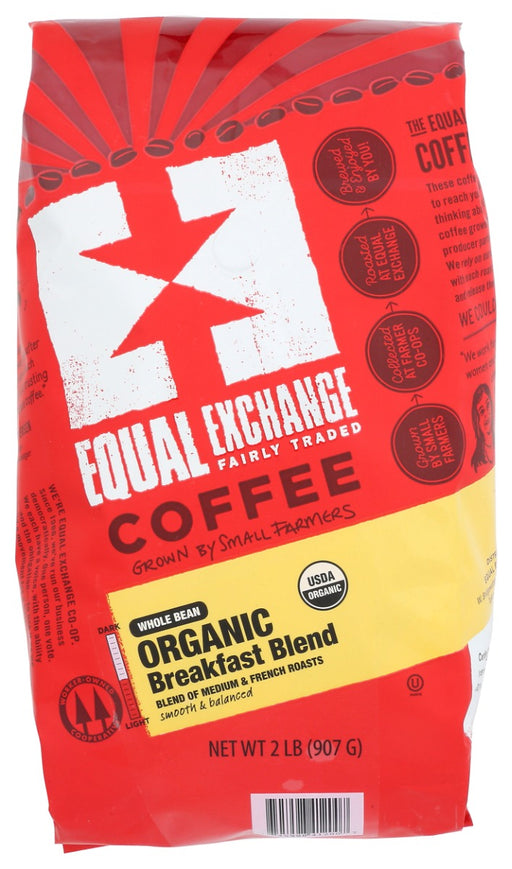 EQUAL EXCHANGE: Coffee Whole Bean Breakfast Blend Organic, 2 LB - No Brand For Less 
