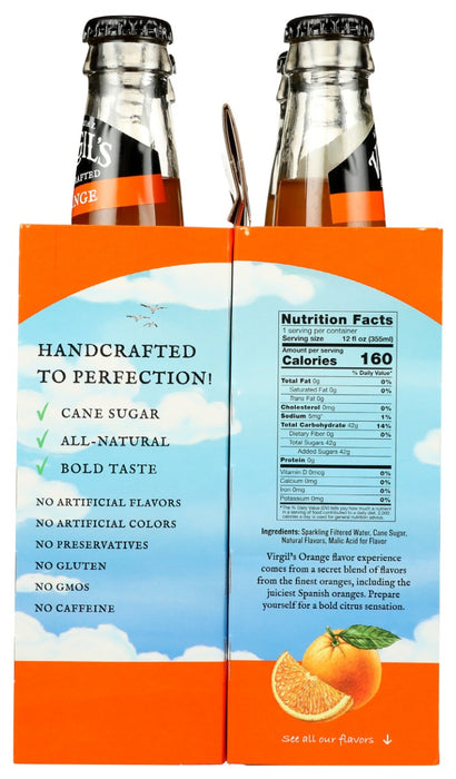 VIRGIL'S: Handcrafted Orange Soda 4-12 oz, 48 oz