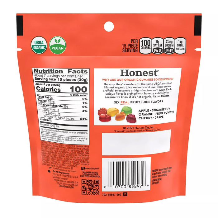 HONEST: Mixed Fruit Flavored Organic Gummies, 7 oz