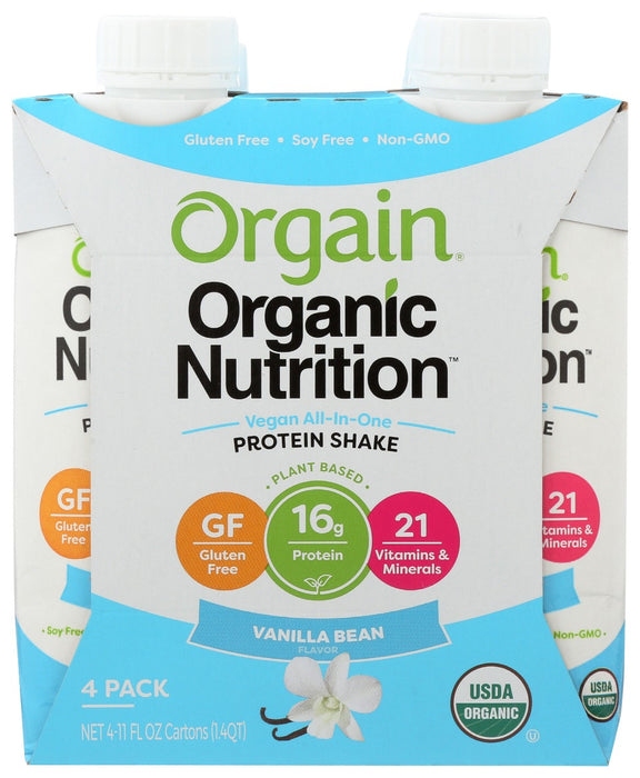 ORGAIN: Vanilla Bean Protein Shake 4Pk, 44 fo