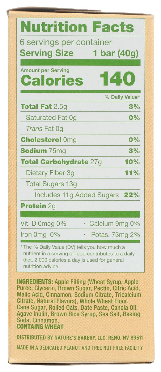 NATURES BAKERY: Bar Oatml Crmb Appl, 8.46 oz