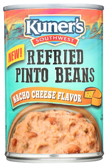 KUNERS: Refried Pinto Beans Nacho Cheese Flavor, 16 oz