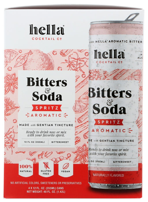 HELLA COCKTAIL: Bitters & Soda Spritz Aromatic 4Pk, 48 fo