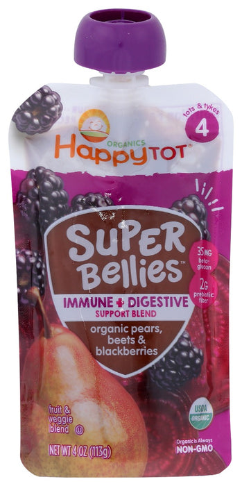 HAPPY TOT: Super Bellies Organic Pears Beet & Blackberries Flavor Pouch, 4 oz