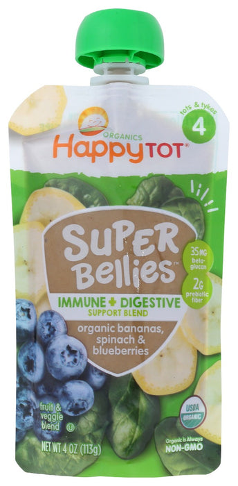 HAPPY TOT: Organic Banana Spinach & Blueberries Flavor Pouch, 4 oz