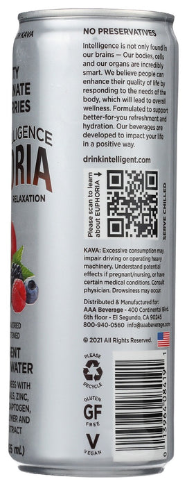 BODY INTELLIGENCE: Euphoria Intelligent Sparkling Water Pomegranate Mixed Berries, 12 fo
