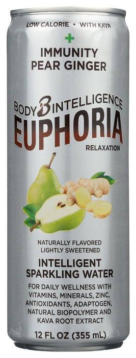 BODY INTELLIGENCE: Euphoria Intelligent Sparkling Water Pear Ginger, 12 fo