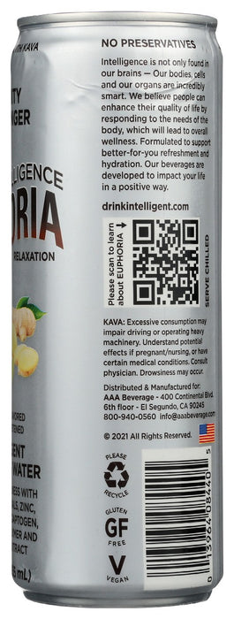 BODY INTELLIGENCE: Euphoria Intelligent Sparkling Water Pear Ginger, 12 fo