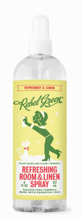 REBEL GREEN: Refreshing Room And Linen Spray Peppermint And Lemon Scent, 8 fo