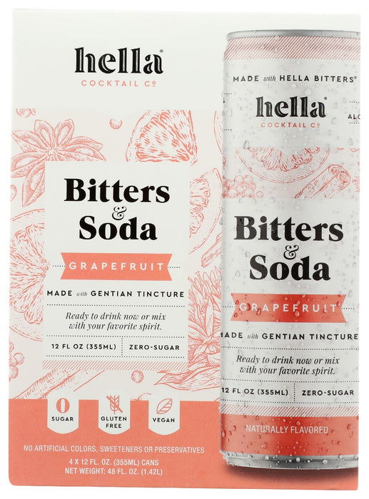 HELLA COCKTAIL: Bitters & Soda Grapefruit 4Pk, 48 oz