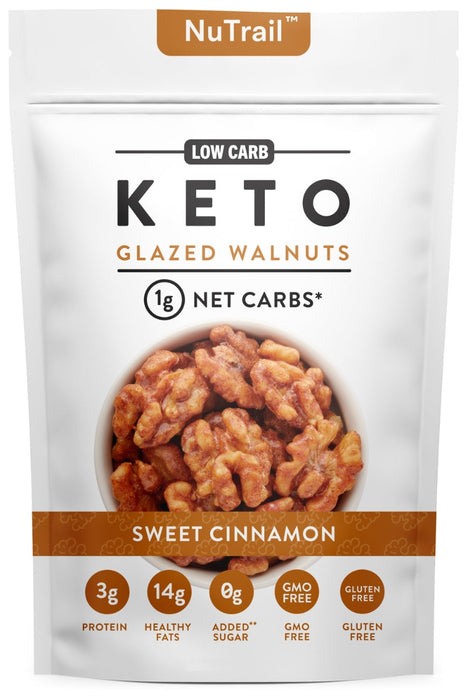 NUTRAIL: Sweet Cinnamon Keto Glazed Walnuts, 4 oz