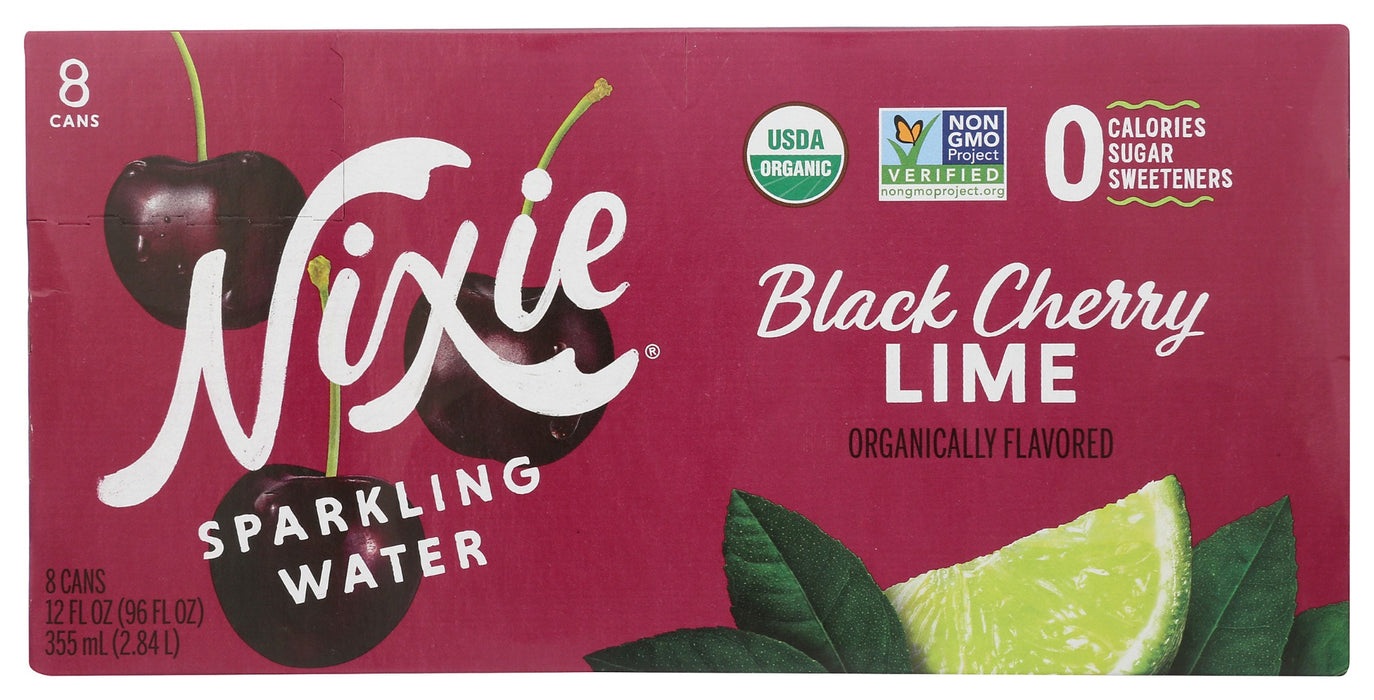 NIXIE: Water Sparkling Black Cherry Lime 8 Cans, 96 FO