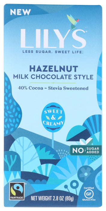 LILYS SWEETS: Hazelnut Milk Chocolate Style Bar, 2.8 oz