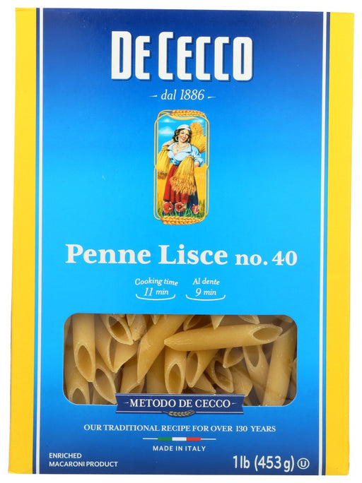 DE CECCO: Pasta Penne Lisce, 16 oz - No Brand For Less 
