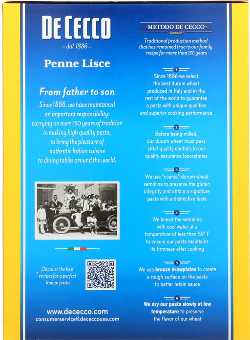 DE CECCO: Pasta Penne Lisce, 16 oz - No Brand For Less 
