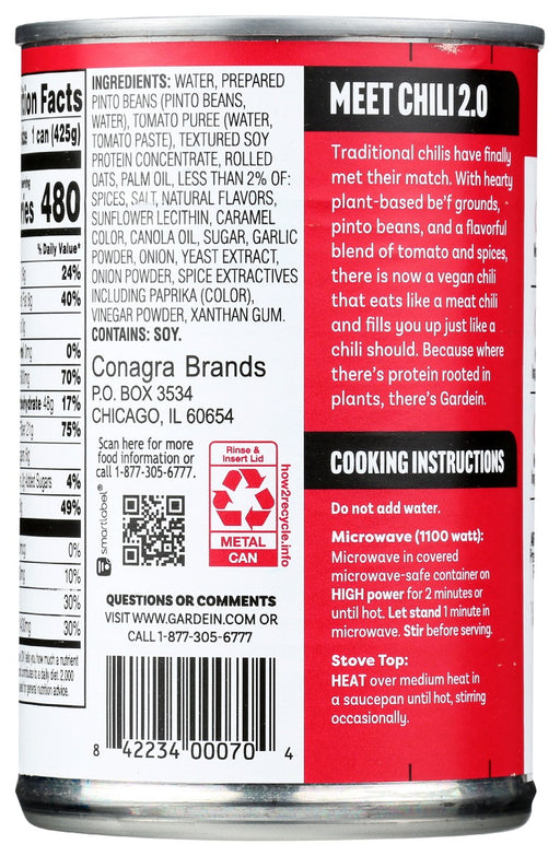 GARDEIN: Chili Veg With Beans, 15 oz - No Brand For Less 
